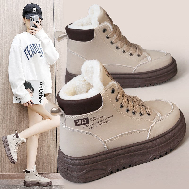 Damen High-Top Sneakers mit warmem Fleece-Futter und rutschfester Laufsohle