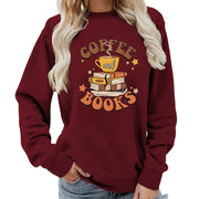 Damen Sweatshirt mit kreativem Kaffeebuch-Design