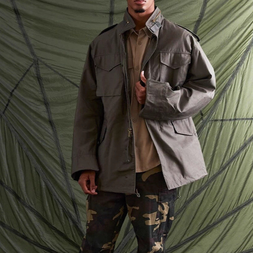 Herren multifunktionale Parkajacke mit praktischen Taschen und modernem Stehkragen Aliams