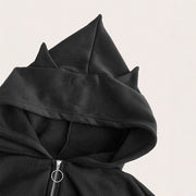 Damen cropped Hoodie mit innovativem Reißverschluss und voluminösen Ärmeln