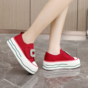 Damen Sneakers mit funkelndem Schnallen-Design und hoher Plattform