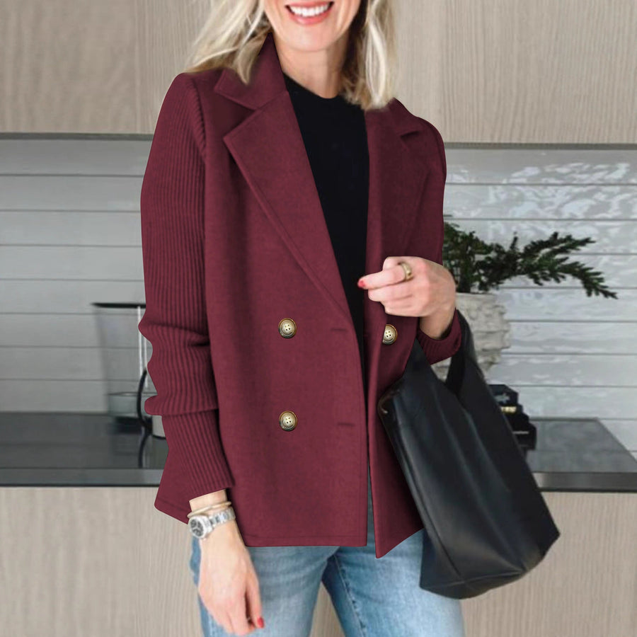 Damen eleganter Oversized-Blazer mit doppelter Knopfleiste und strukturiertem Ärmel