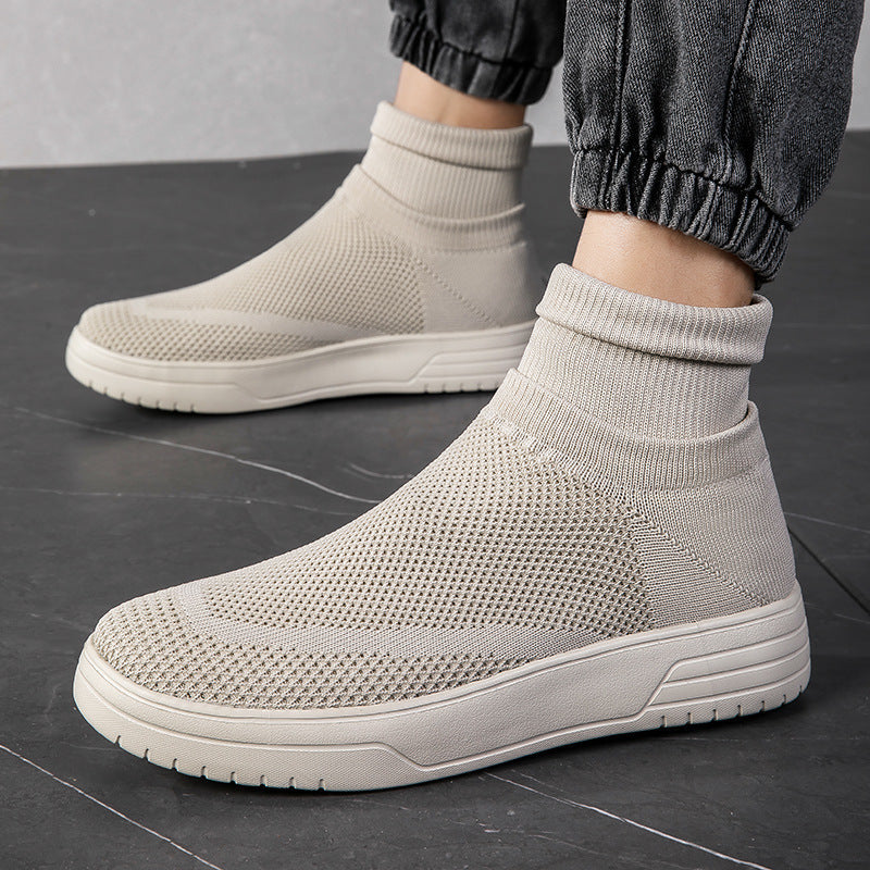 Damen Sportliche Stricksneaker mit elastischem Knöchelschutz und rutschfestem Profil