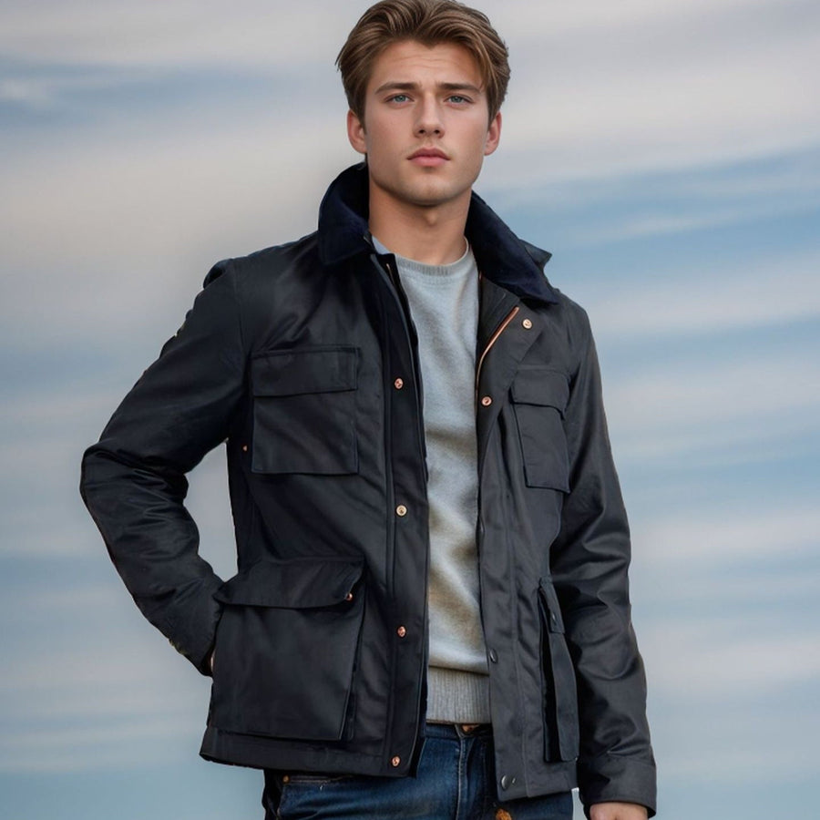 Herren wasserdichte Utilityjacke mit praktischem Stehkragen Aliams