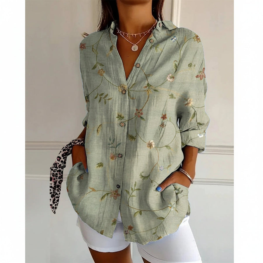 Elin Geometrische Bluse Damen – Knitterfrei & Stilvoll