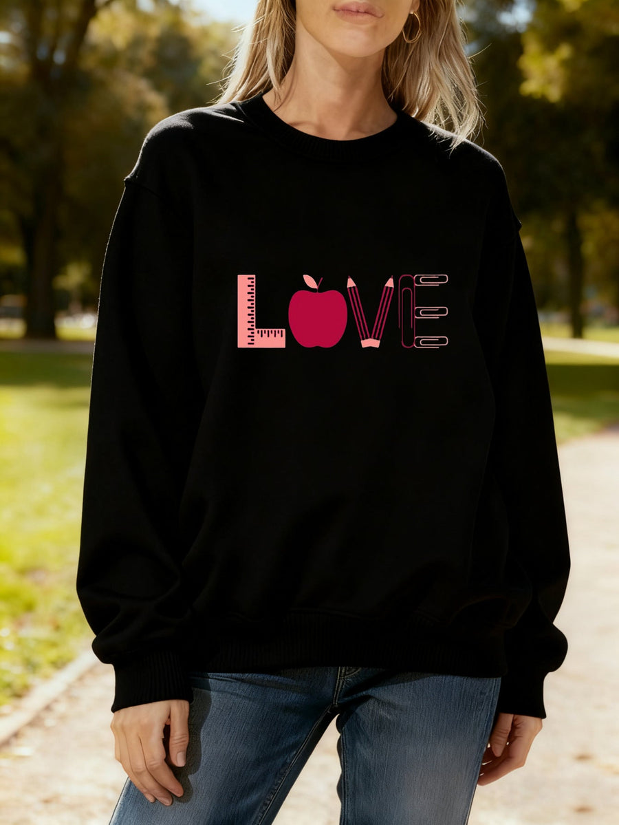 Damen Sweatshirt mit kreativem Love-Motiv