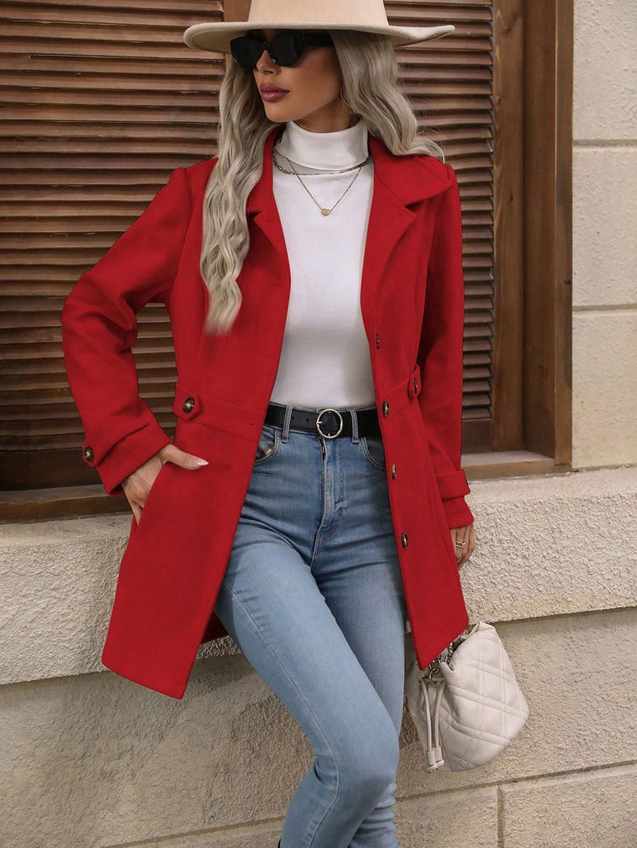 Damen eleganter Trenchcoat mit tailliertem Schnitt und Knopfdetails