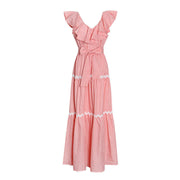 Maxikleid mit Voluminösen Rüschen & Tailliertem Bund | Damen Sommerkleid