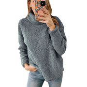 Damen Kuscheliger Fleece-Pullover mit hohem Kragen und strukturierter Oberfläche