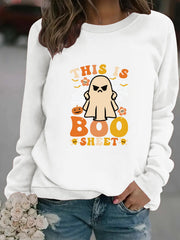 Damen Sweatshirt mit herbstlichem Geist-Print und lässigem Schnitt