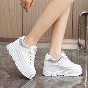 Damen Sportliche Plattform Sneakers mit Glitzer-Details und ergonomischer Dämpfung