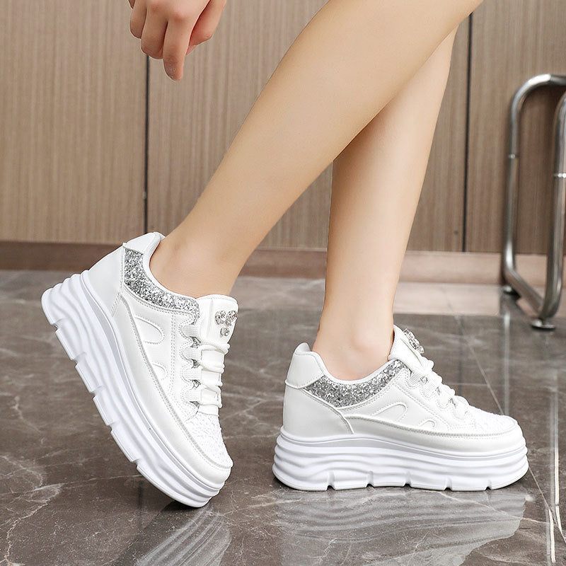 Damen Sportliche Plattform Sneakers mit Glitzer-Details und ergonomischer Dämpfung
