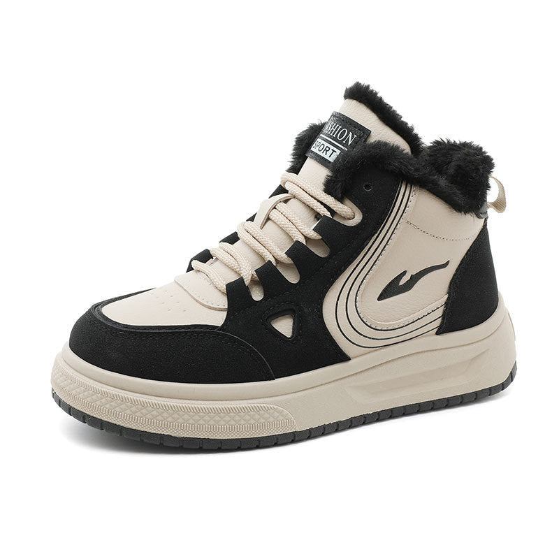 Damen modische High-Top Sneakers mit kuscheligem Fleecefutter und rutschfester Sohle