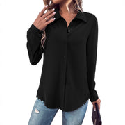 Damen elegante Bluse mit Spitze und Knopfleiste
