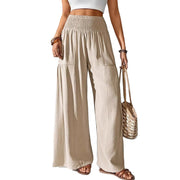 Damen weite Sommerhose mit elastischem Bund und seitlichen Eingrifftaschen