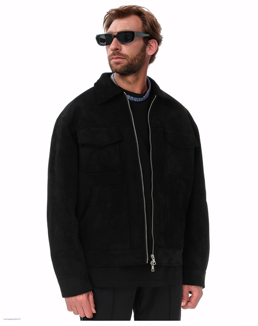 Herren Kunstlederjacke im modernen Look mit praktischen Taschen Aliams