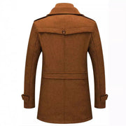Herren eleganter Wollmantel mit abnehmbarer Kapuze Aliams