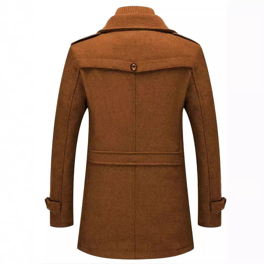 Herren eleganter Wollmantel mit abnehmbarer Kapuze Aliams