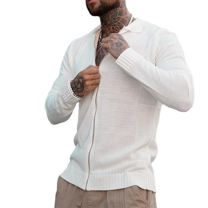 Herren lässiger Strickpulli mit Reißverschluss Aliams