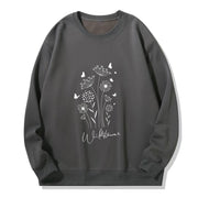 Damen Sweatshirt mit floralem Wildblumenprint und kuscheligem Innenfutter
