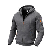 Herren nan technische Zip-Hoodiejacke mit wasserabweisenden Reißverschlusstaschen, Kapuze und verstärkten Ärmelpaspeln Drune