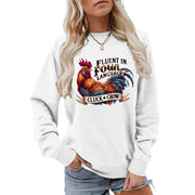 Damen Sweatshirt mit humorvollem Hühnermotiv und bequemer Passform