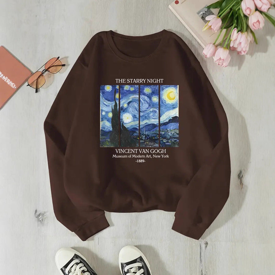 Damen Sweatshirt mit klassischem Van Gogh Kunstmotiv