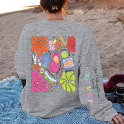 Damen Sweatshirt mit buntem Grafikdesign und originellem Pflege-Motiv