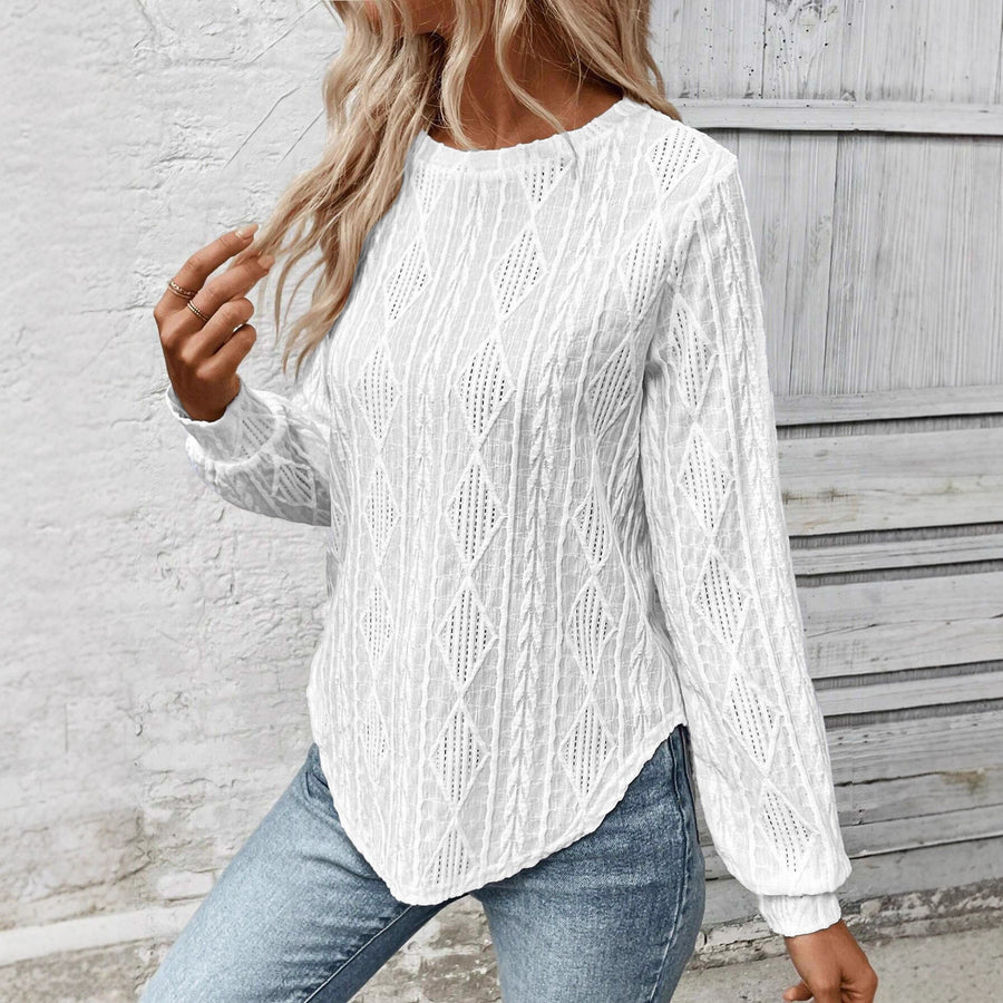 Damen Longsleeve mit dekorativem Strickmuster