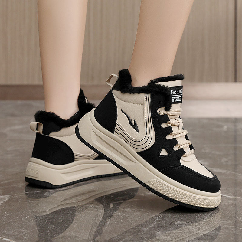 Damen modische High-Top Sneakers mit kuscheligem Fleecefutter und rutschfester Sohle