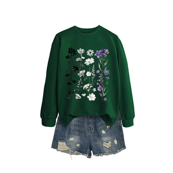 Damen Sweatshirt mit floralem Grafikdesign und weichem Innenfutter