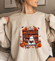 Damen Sweatshirt mit herbstlichem Gruselmotiv und lässigen Puffärmeln