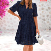 Damen Sommerkleid mit luftigen Lochmuster von Heidi-Mode