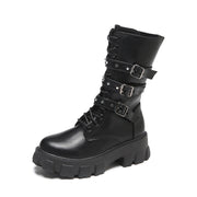 Damen High-Top Schnürstiefel mit verstellbaren Riemen und griffiger Sohle Heidi-Mode
