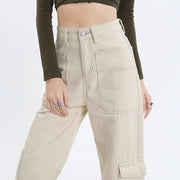 Damen Cargo-Jeans mit hoher Taille und praktischen Taschen