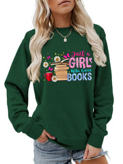 Damen Sweatshirt mit auffälligem Buchmotiv und lässiger Passform