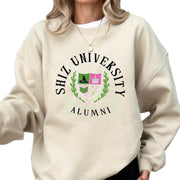 Damen Oversized Sweatshirt mit Universitätsemblem und lässigem Schnitt