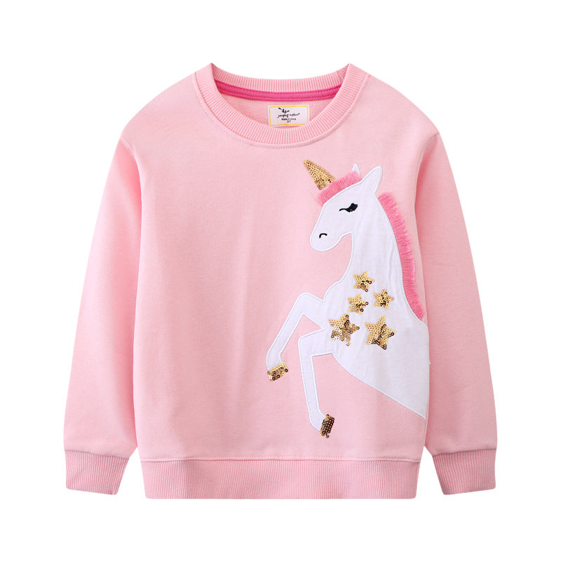 Mädchen Sweatshirt mit glitzerndem Einhornmotiv Drune