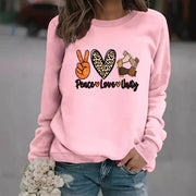 Damen Sweatshirt mit kreativem Peace, Love & Unity Motiv