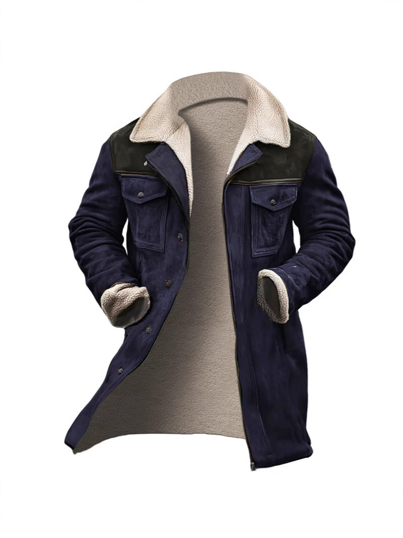 Herren stylische Lammfell-Bomberjacke mit warmem Teddyfell-Futter Aliams