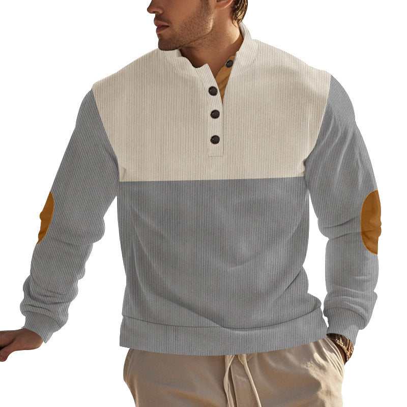 Herren modischer Stehkragen-Pullover mit eleganten Knöpfen Aliams