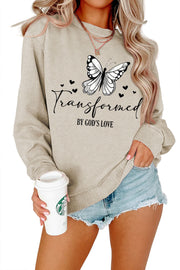 Damen Sweatshirt mit künstlerischem Schmetterlingsmotiv und inspirierendem Schriftzug