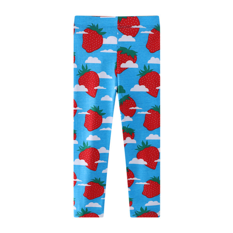 Mädchen Leggings mit fröhlichem Erdbeermotiv Drune