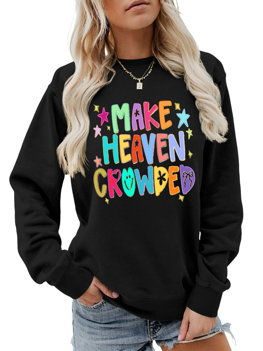 Damen Sweatshirt mit buntem Motiv und verspieltem Schriftzug