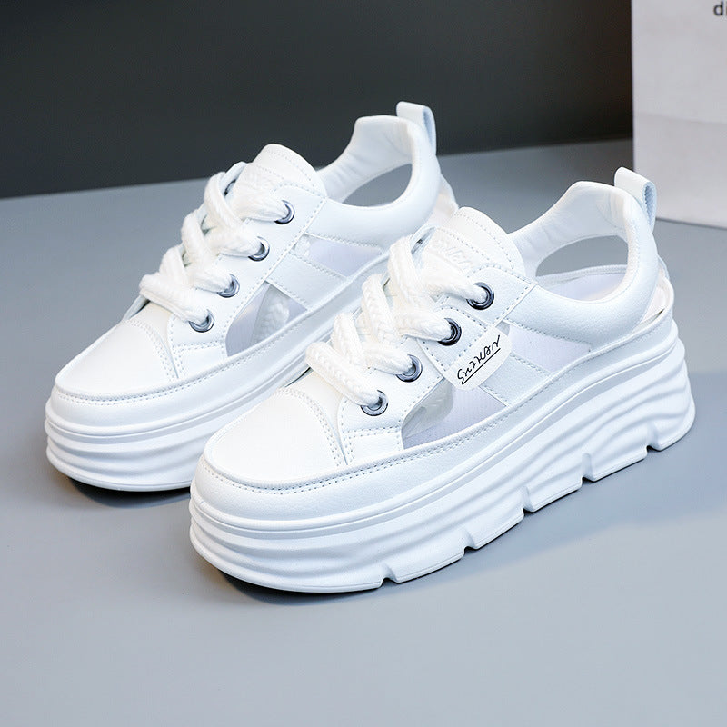 Damen Plattform Sneakers mit atmungsaktiver Mesh-Oberfläche und trendiger Dämpfung