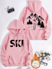 Damen Kapuzenpullover mit kunstvollem Ski-Design und gemütlicher Passform