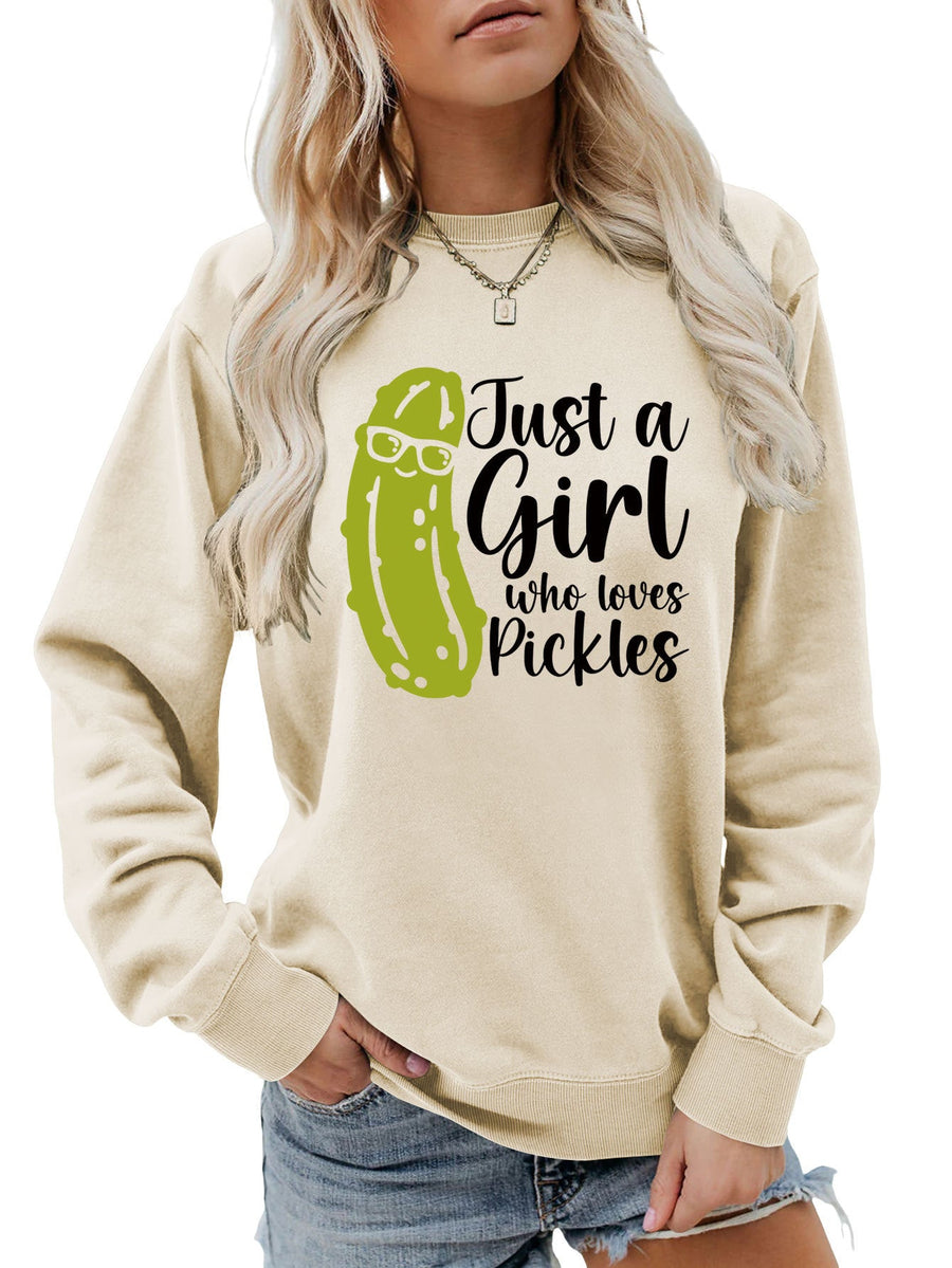 Damen Sweatshirt mit humorvollem Gurkenmotiv und lässigem Schnitt
