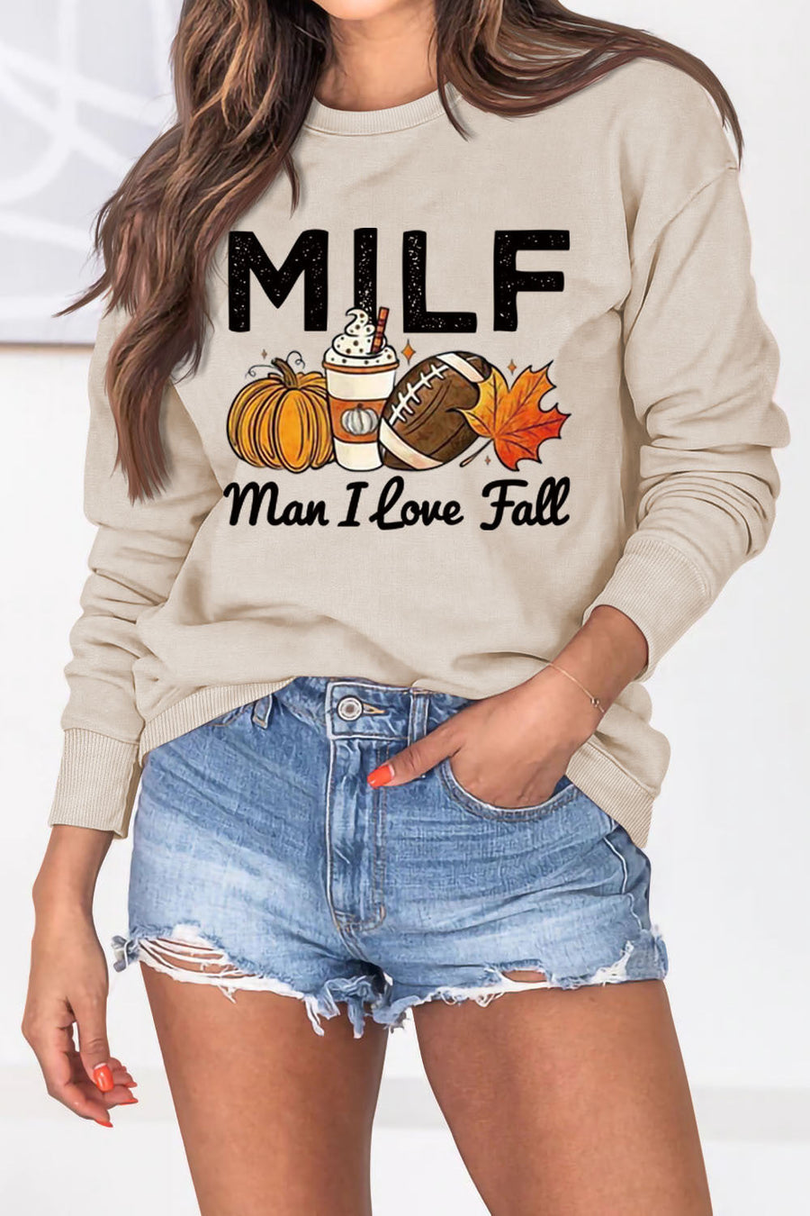 Damen Sweatshirt mit herbstlichem Essenzen-Motiv und inspirierendem Schriftzug