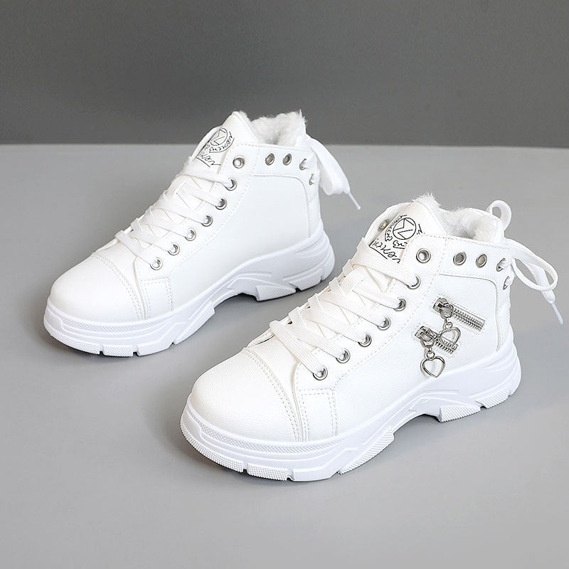 Damen modische High-Top Sneakers mit komfortablem Fleece-Futter und praktischem Reißverschluss
