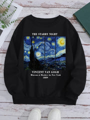 Damen Sweatshirt mit künstlerischem Van Gogh Motiv und modernem Druck
